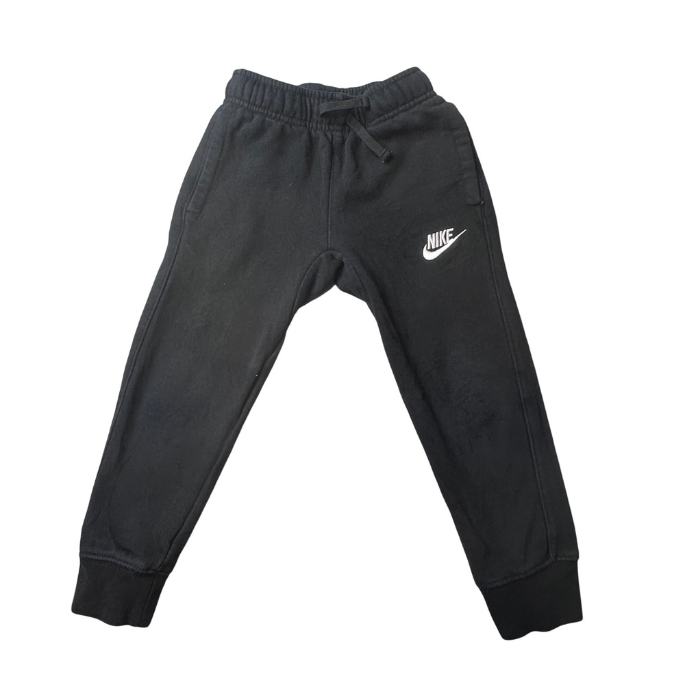 Nike Joggers Kids Size 5 Black Sportswear Fleece Sweatpants Drawstring B252-023